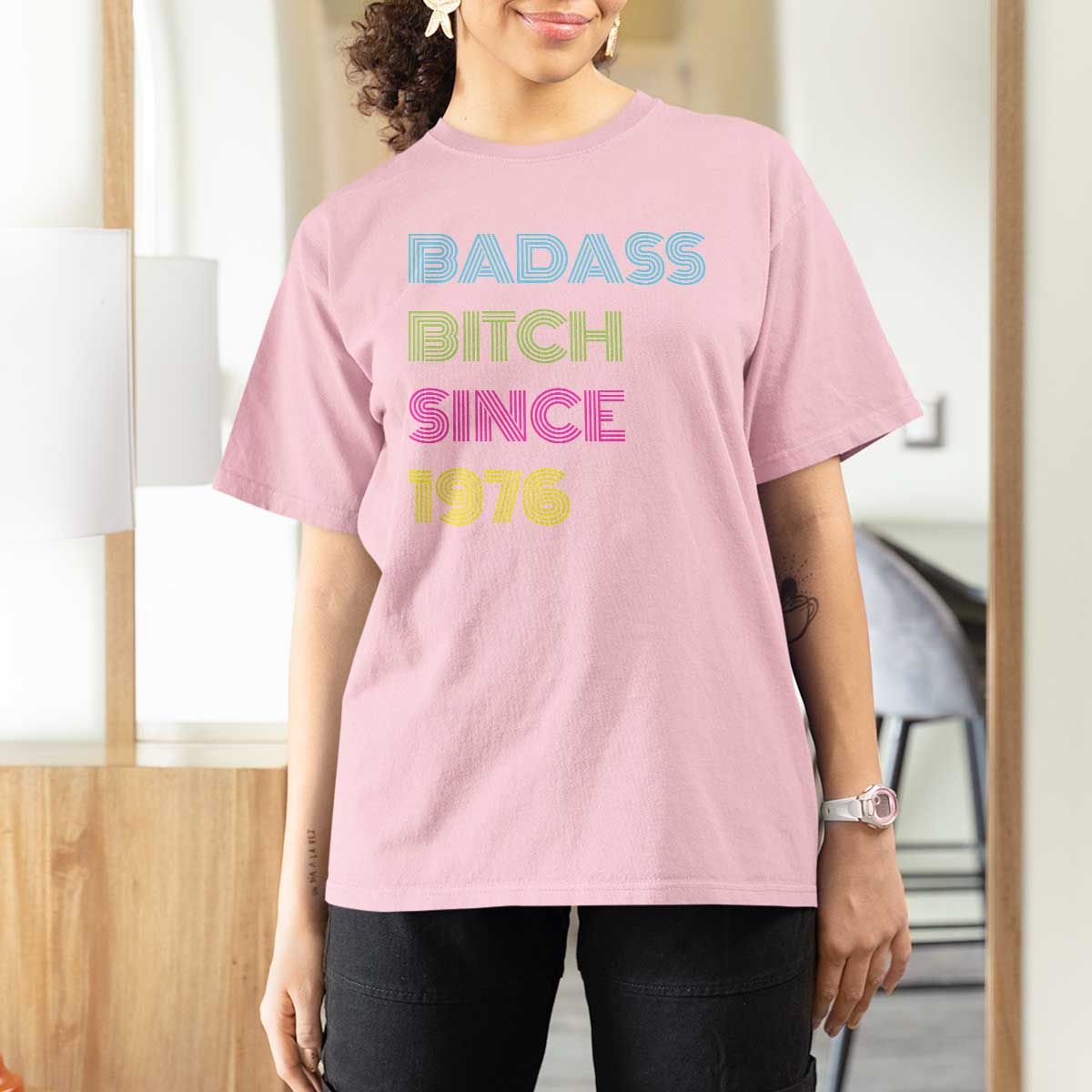Funny 50th Birthday T Shirt For Women Retro Vintage Badass Bih Since 1976