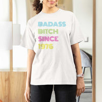Funny 50th Birthday T Shirt For Women Retro Vintage Badass Bih Since 1976
