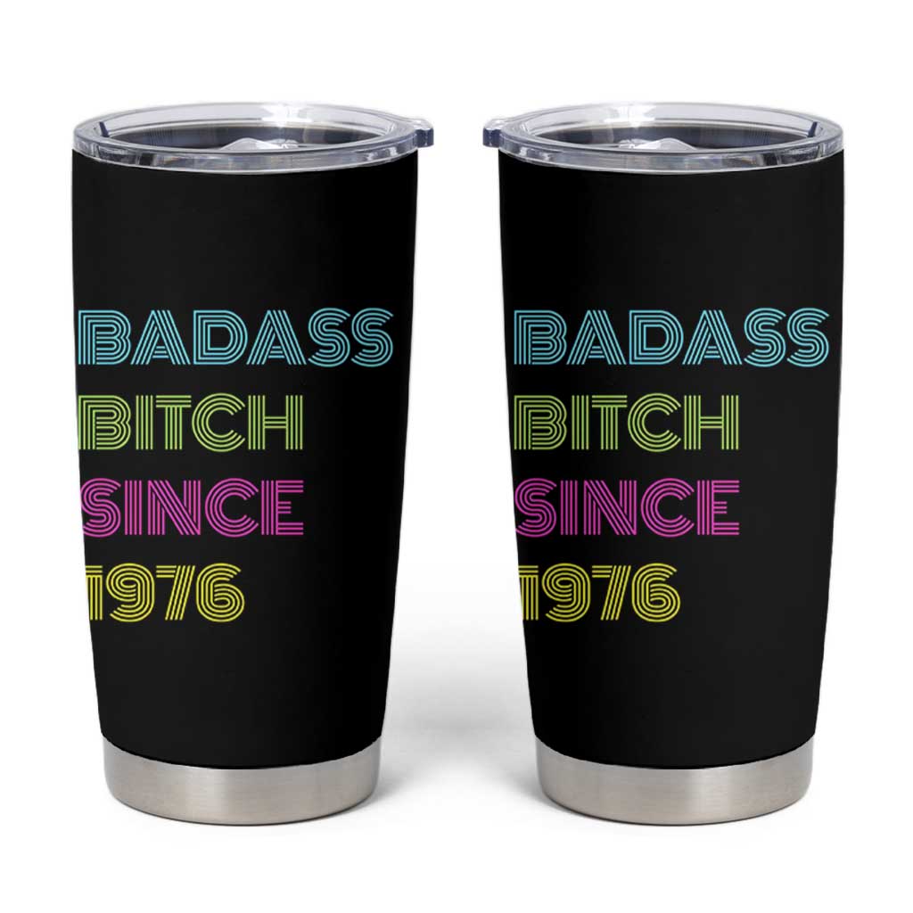 Funny 50th Birthday Tumbler Cup Retro Vintage Badass Bih Since 1976