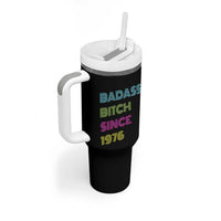 Funny 50th Birthday Tumbler With Handle Retro Vintage Badass Bih Since 1976