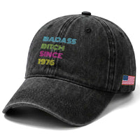 Funny 50th Birthday Washed Cotton Baseball Cap Retro Vintage Badass Bih Since 1976