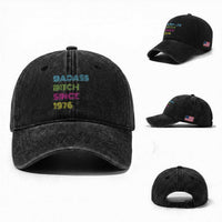 Funny 50th Birthday Washed Cotton Baseball Cap Retro Vintage Badass Bih Since 1976
