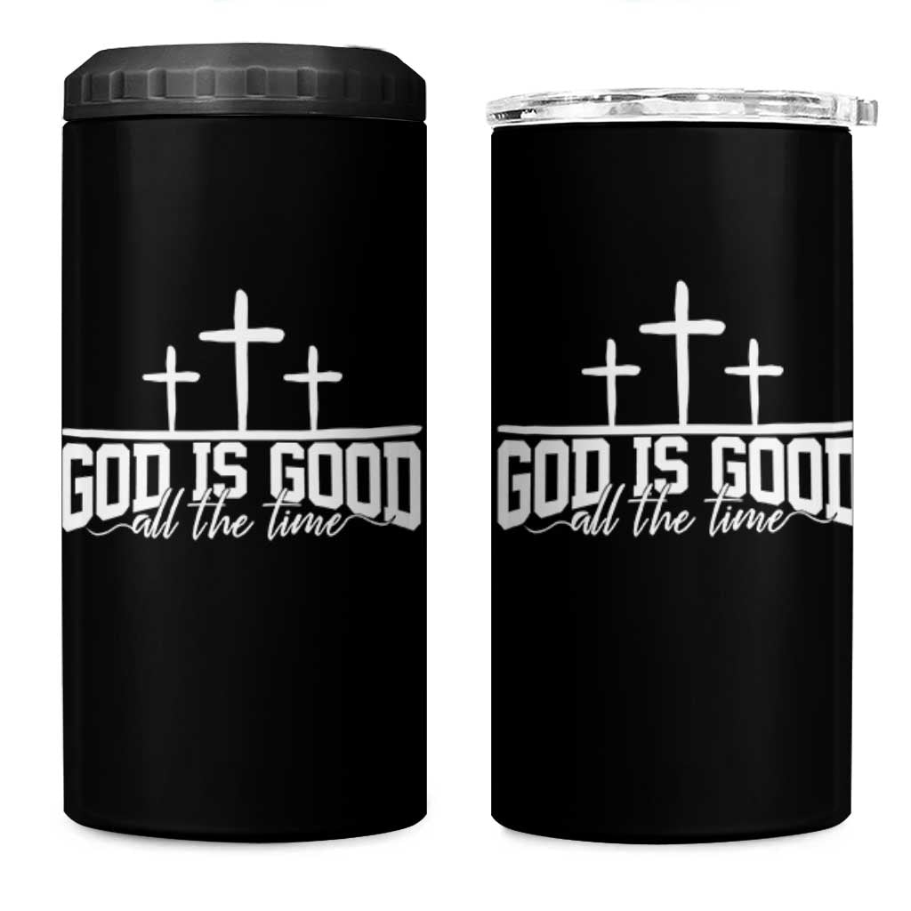 God Is Good 4 in 1 Can Cooler Tumbler Jesus Cross Minimal Religious Faith Bible Verse Inspirational