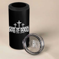 God Is Good 4 in 1 Can Cooler Tumbler Jesus Cross Minimal Religious Faith Bible Verse Inspirational