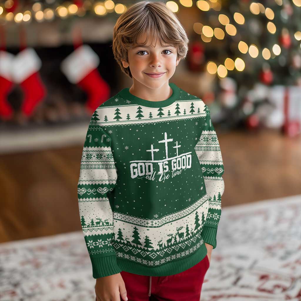 God Is Good Ugly Christmas Sweater Jesus Cross Minimal Religious Faith Bible Verse Inspirational