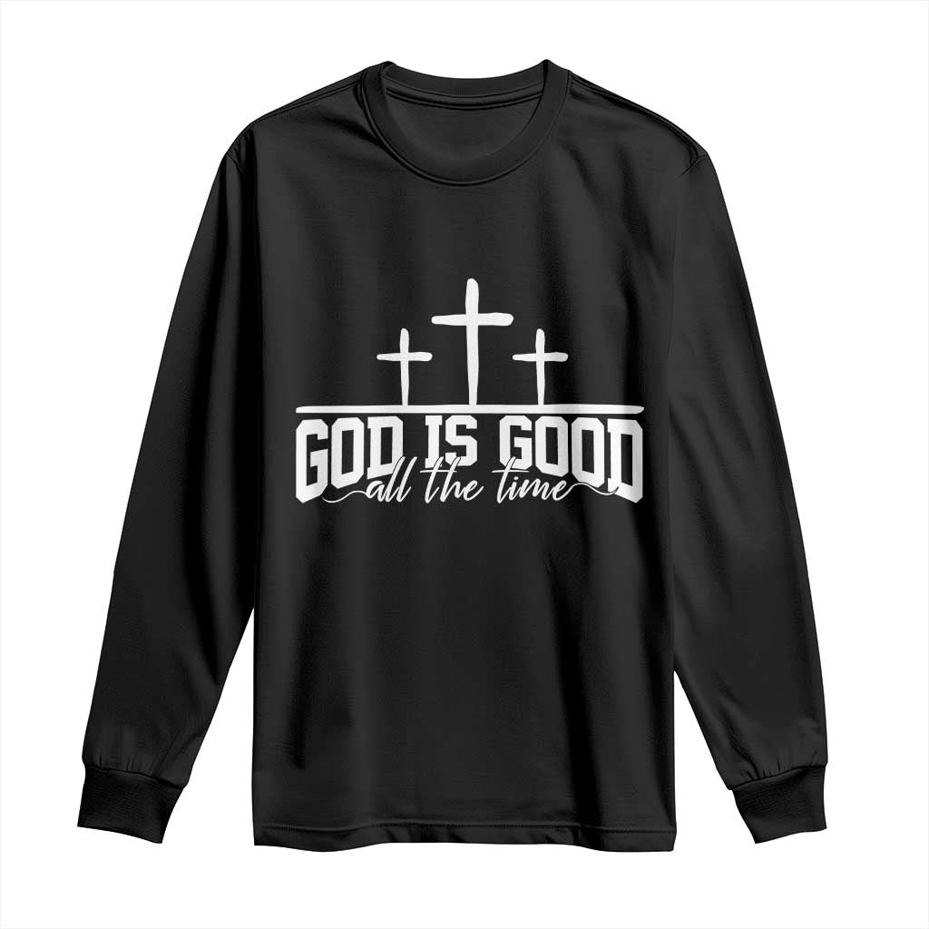 God Is Good Long Sleeve Shirt Jesus Cross Minimal Religious Faith Bible Verse Inspirational