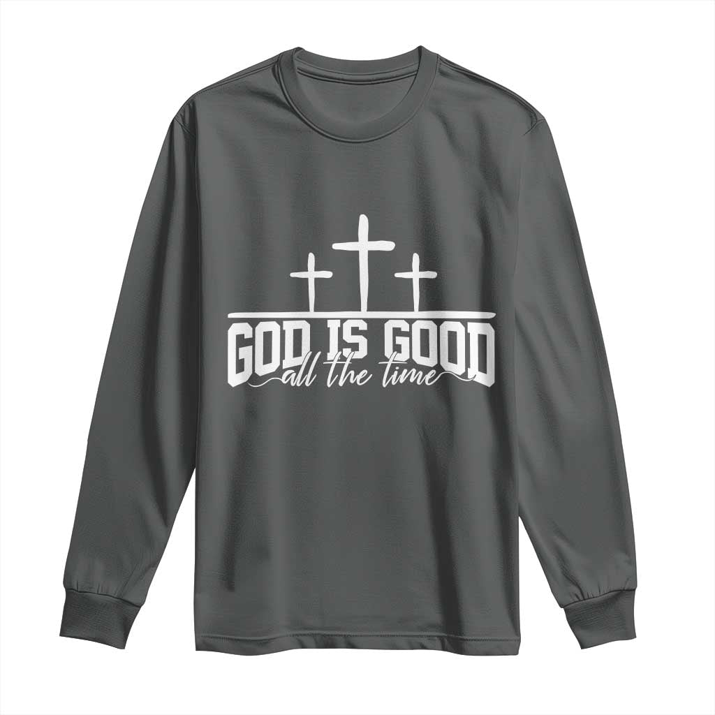 God Is Good Long Sleeve Shirt Jesus Cross Minimal Religious Faith Bible Verse Inspirational