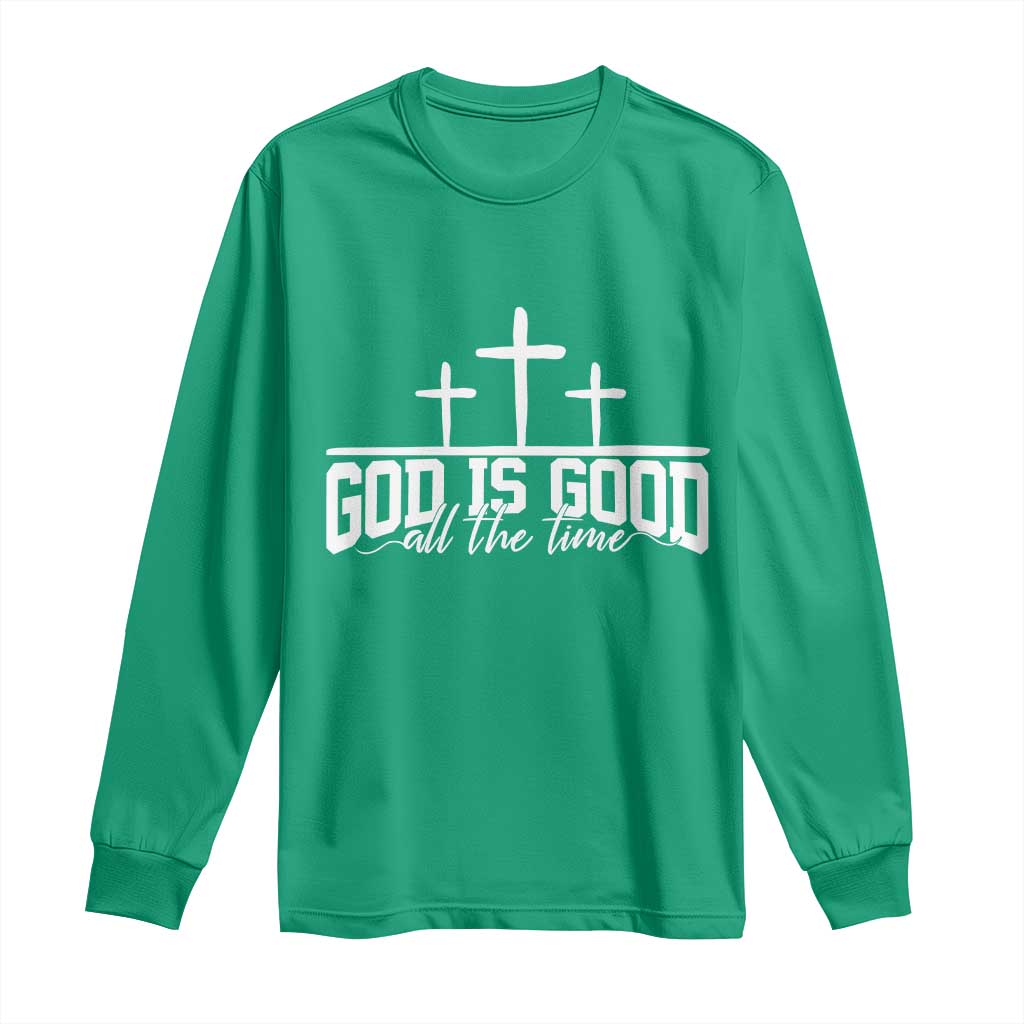 God Is Good Long Sleeve Shirt Jesus Cross Minimal Religious Faith Bible Verse Inspirational