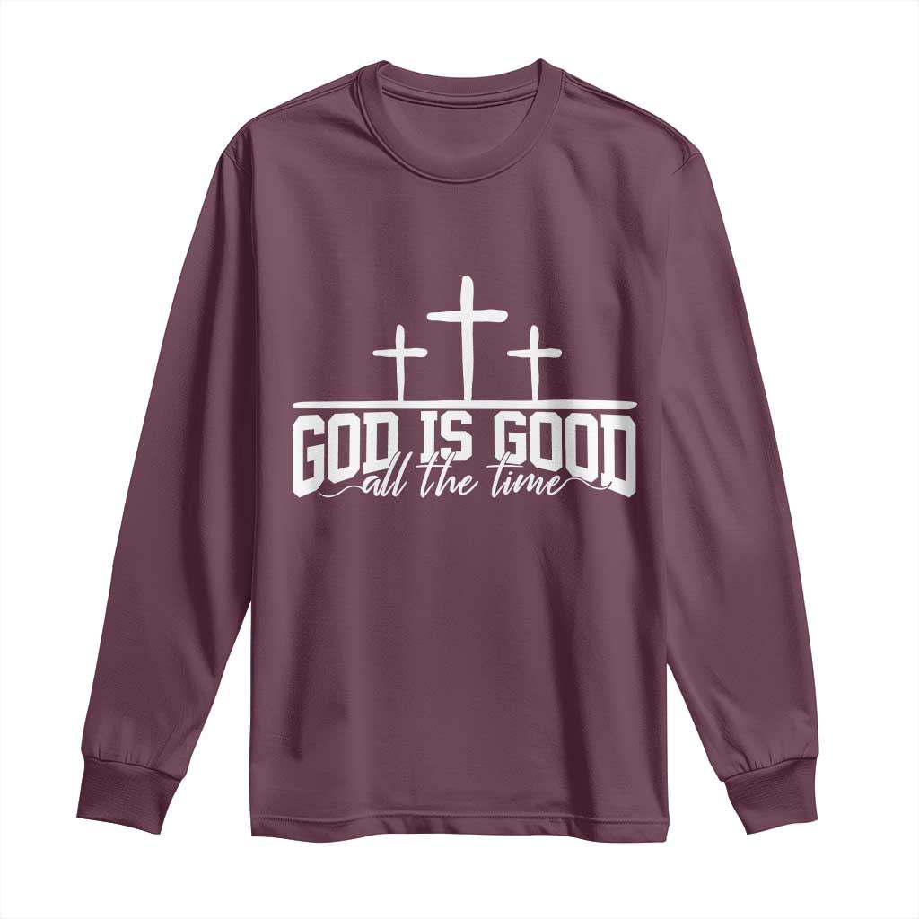 God Is Good Long Sleeve Shirt Jesus Cross Minimal Religious Faith Bible Verse Inspirational