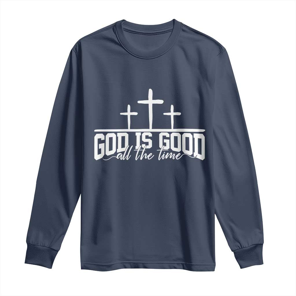 God Is Good Long Sleeve Shirt Jesus Cross Minimal Religious Faith Bible Verse Inspirational