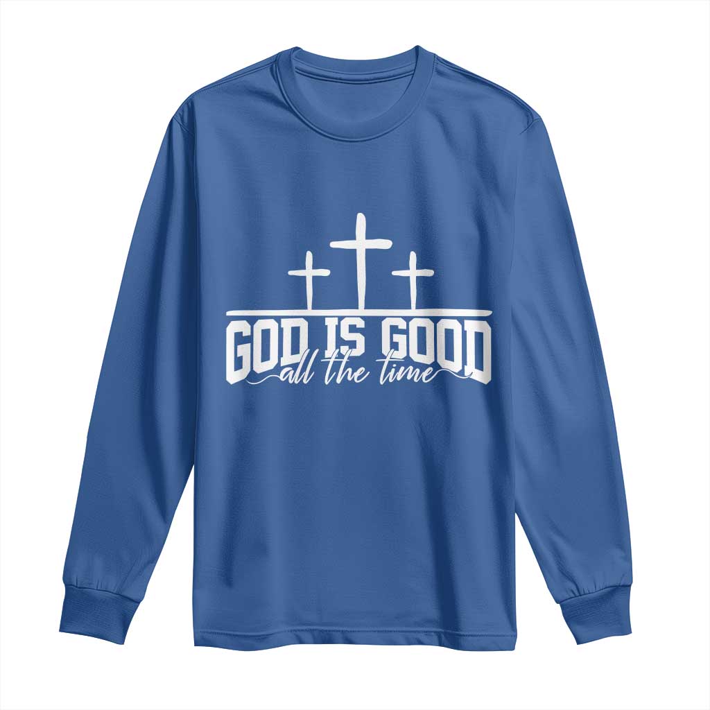 God Is Good Long Sleeve Shirt Jesus Cross Minimal Religious Faith Bible Verse Inspirational