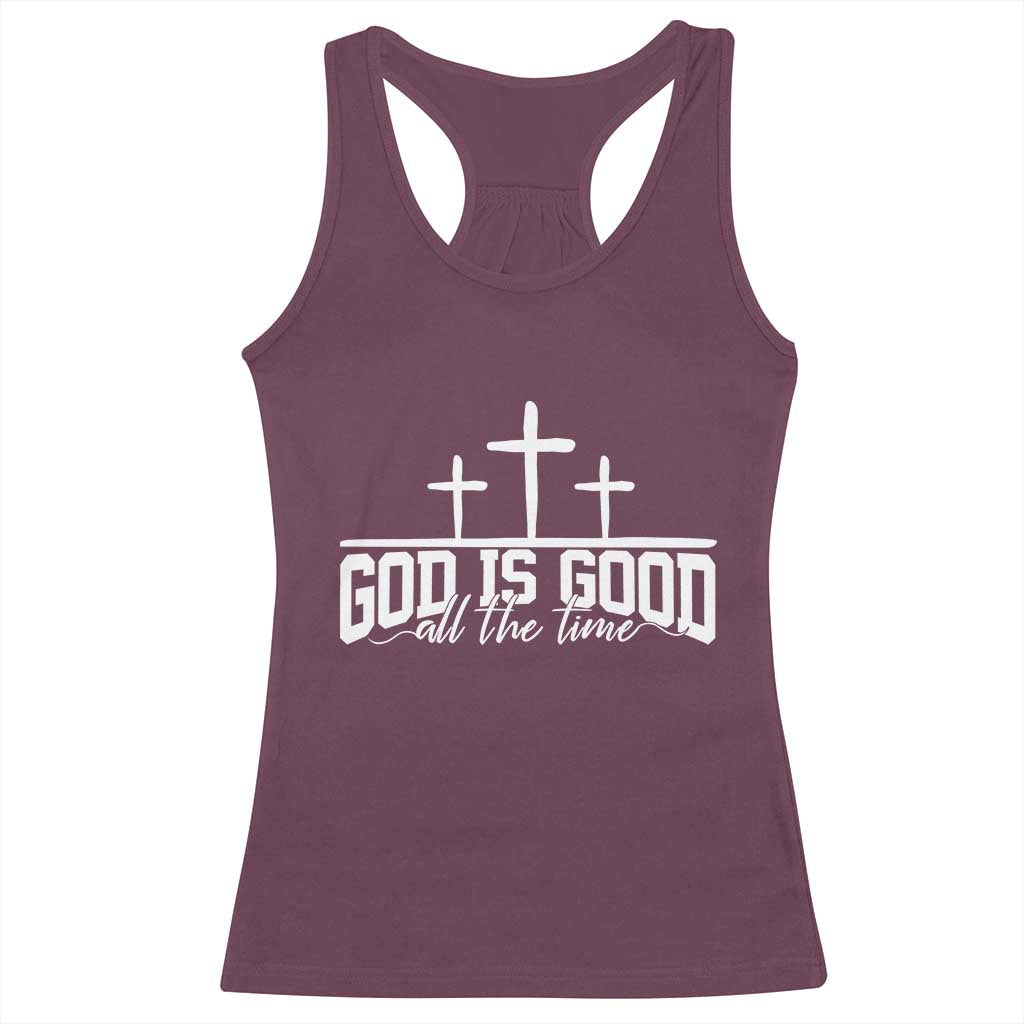 God Is Good Racerback Tank Top Jesus Cross Minimal Religious Faith Bible Verse Inspirational