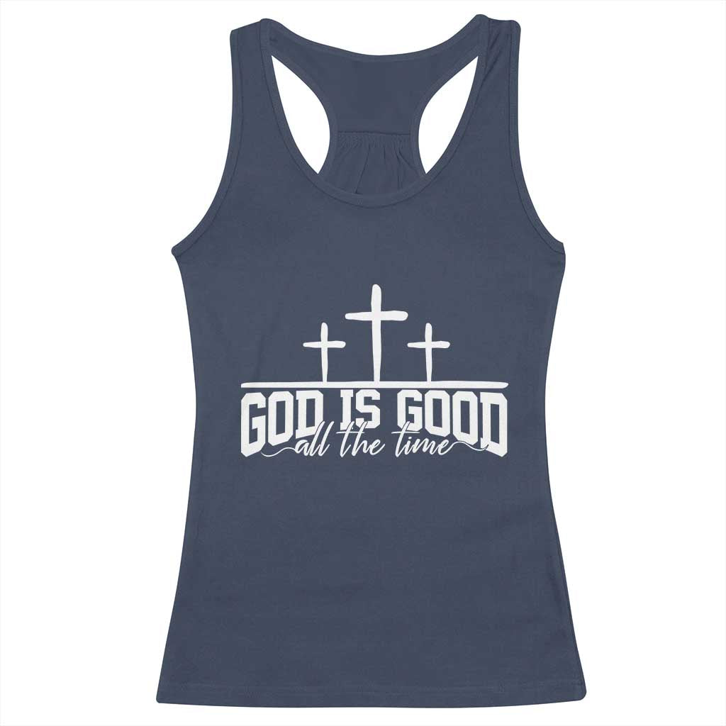 God Is Good Racerback Tank Top Jesus Cross Minimal Religious Faith Bible Verse Inspirational