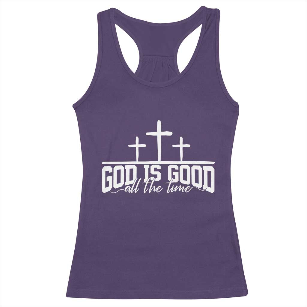 God Is Good Racerback Tank Top Jesus Cross Minimal Religious Faith Bible Verse Inspirational