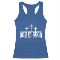 God Is Good Racerback Tank Top Jesus Cross Minimal Religious Faith Bible Verse Inspirational