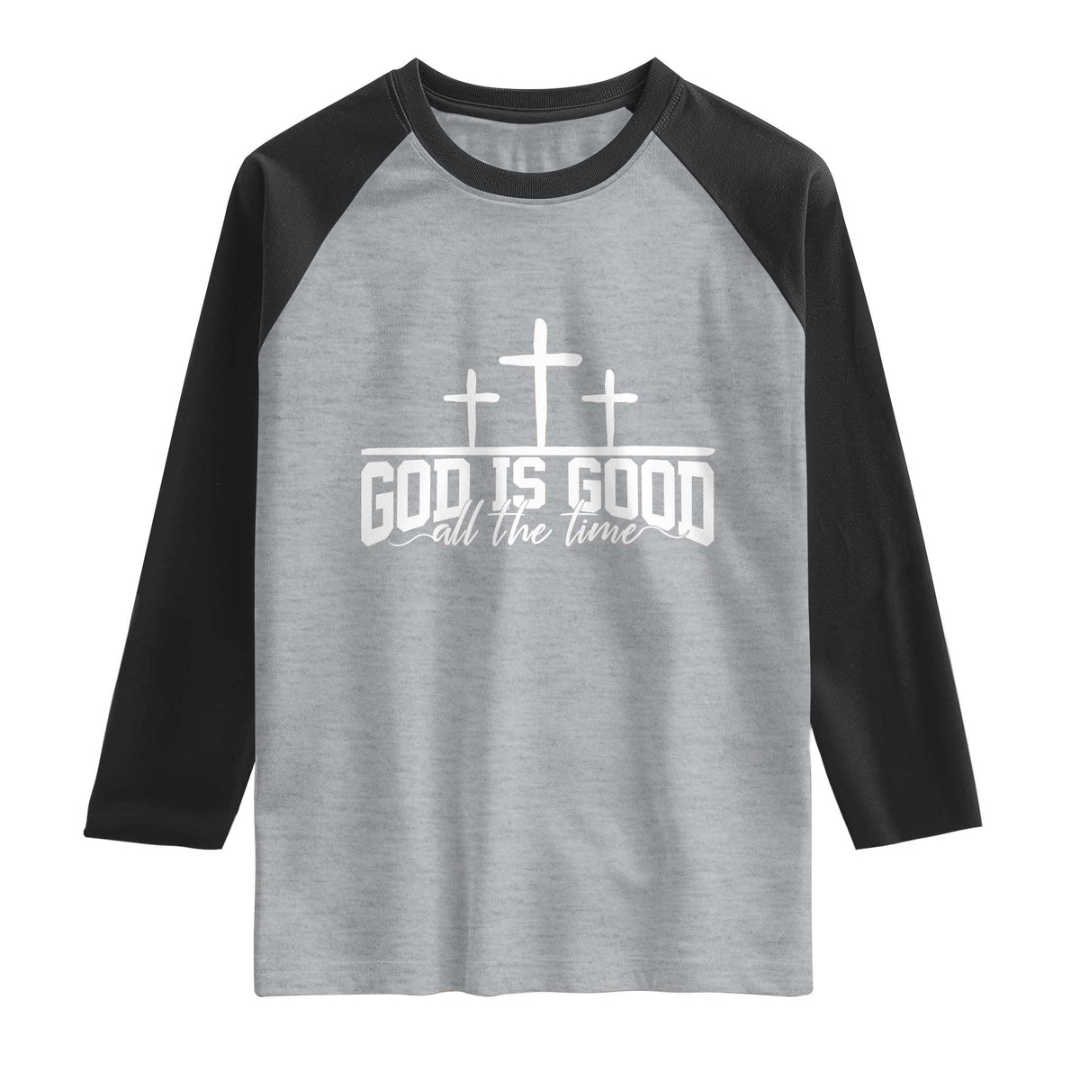 God Is Good Raglan Shirt Jesus Cross Minimal Religious Faith Bible Verse Inspirational