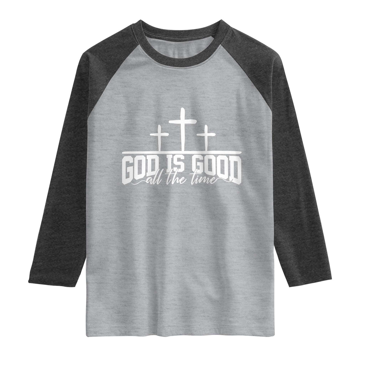God Is Good Raglan Shirt Jesus Cross Minimal Religious Faith Bible Verse Inspirational