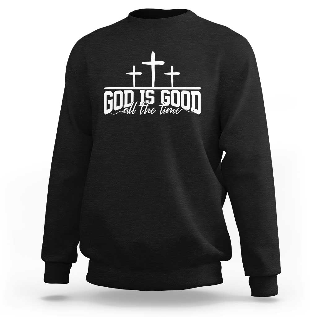 God Is Good Sweatshirt Jesus Cross Minimal Religious Faith Bible Verse Inspirational