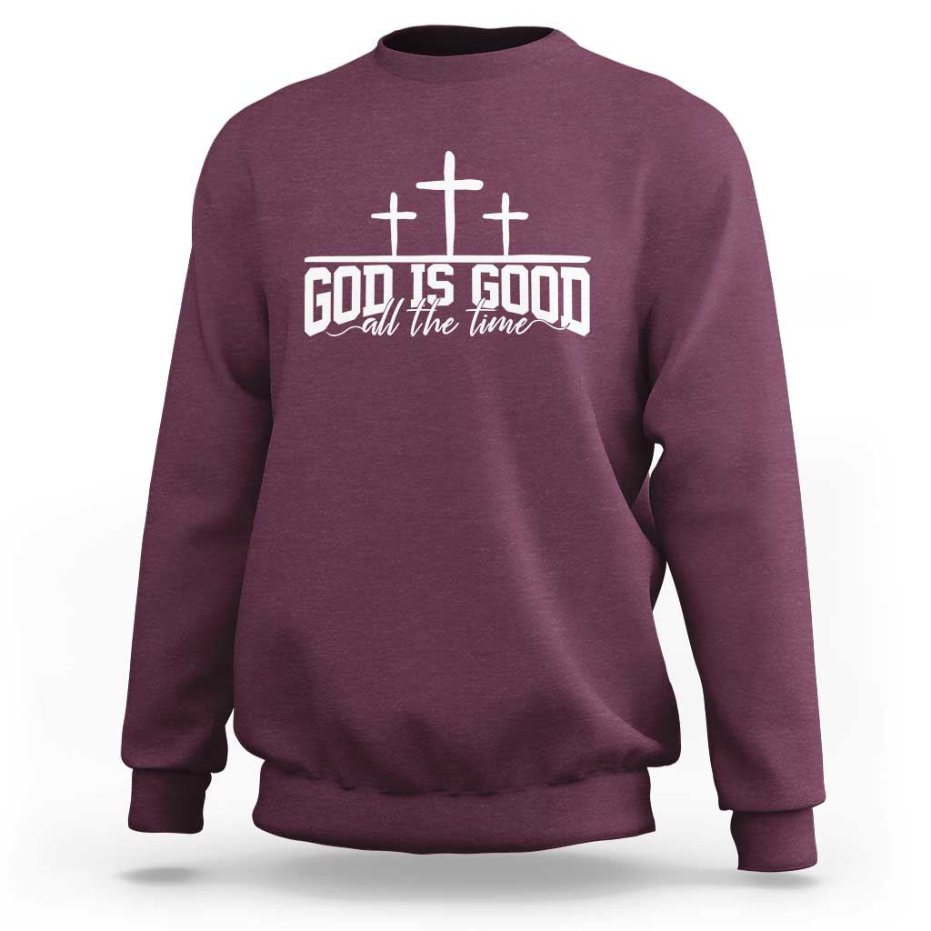 God Is Good Sweatshirt Jesus Cross Minimal Religious Faith Bible Verse Inspirational
