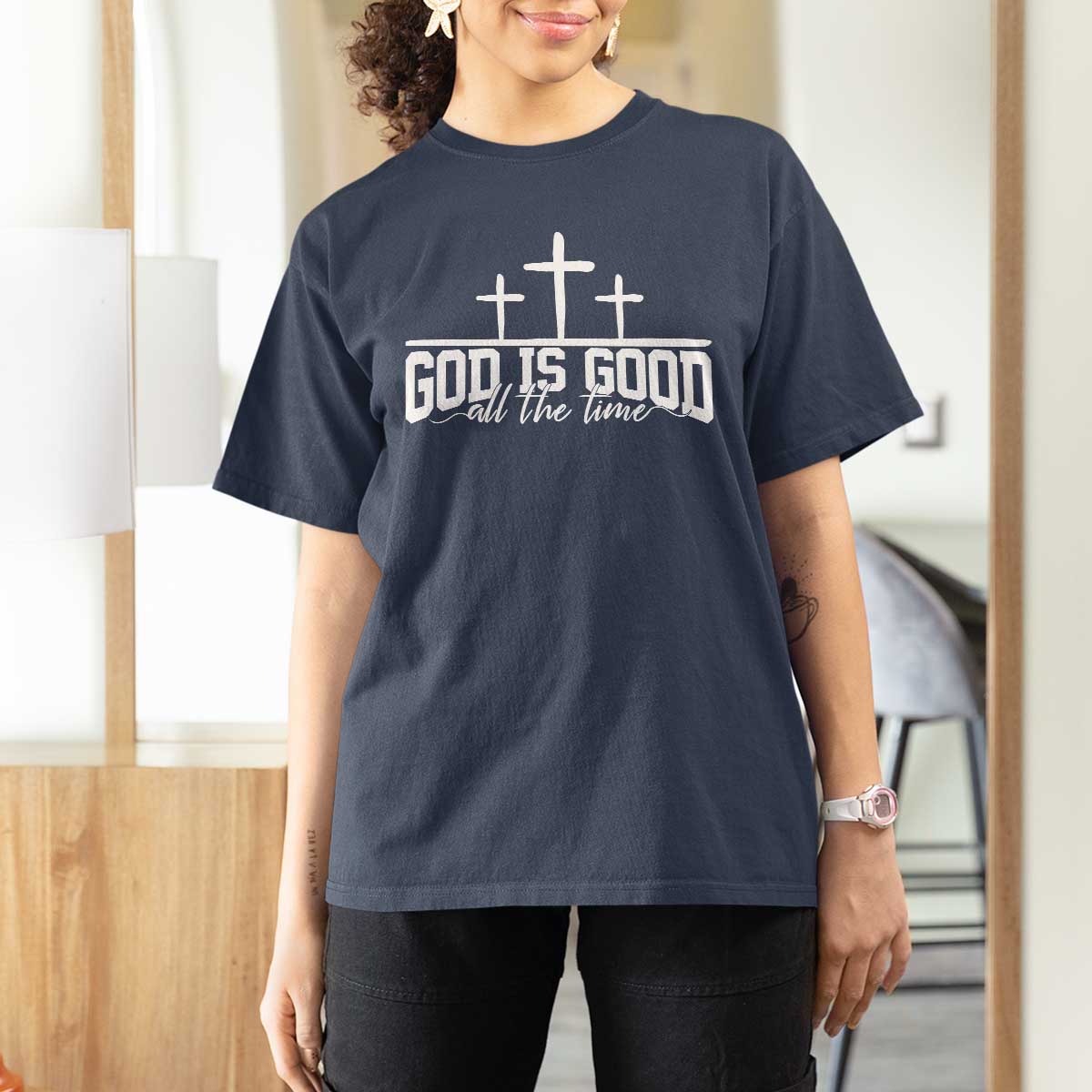 God Is Good T Shirt For Women Jesus Cross Minimal Religious Faith Bible Verse Inspirational