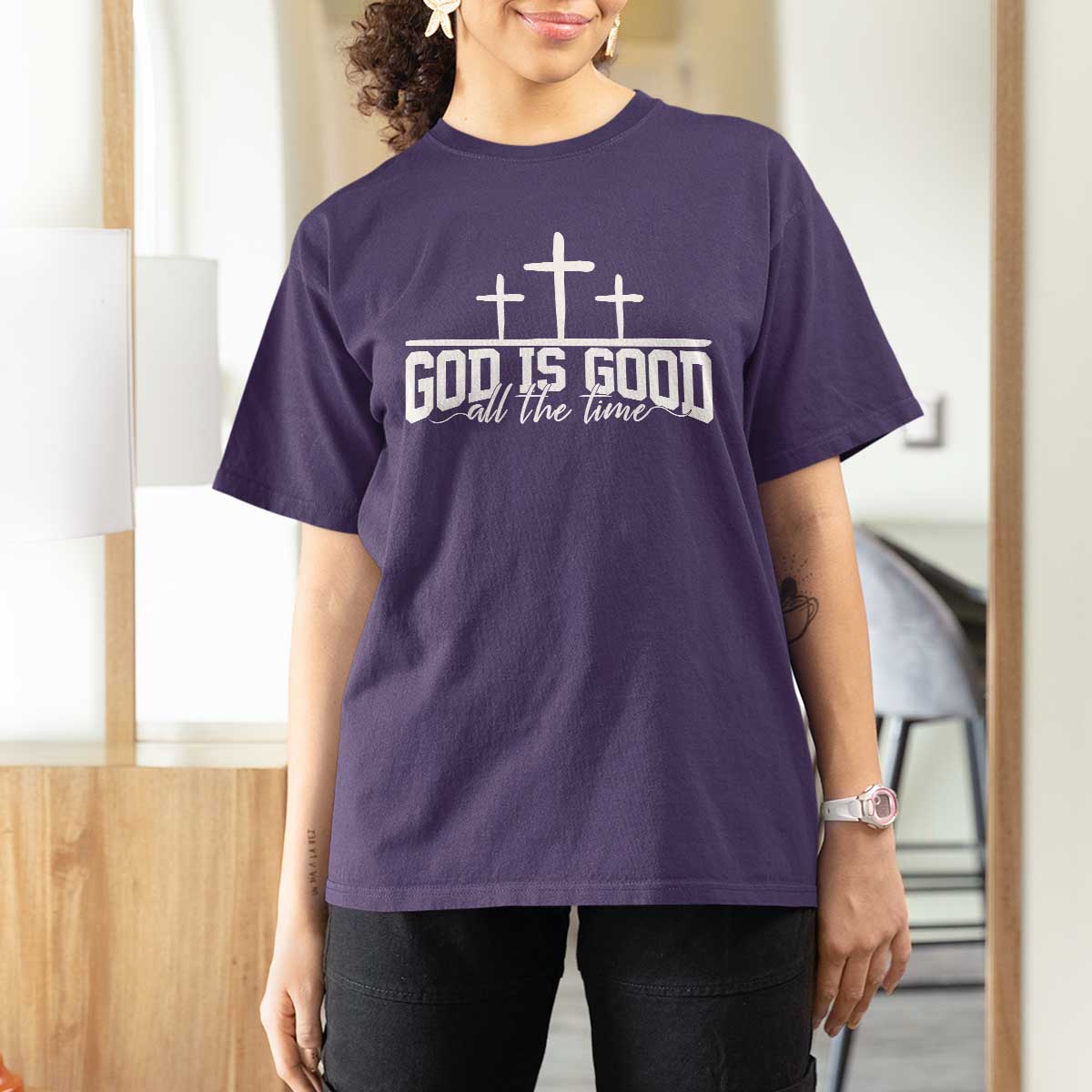 God Is Good T Shirt For Women Jesus Cross Minimal Religious Faith Bible Verse Inspirational