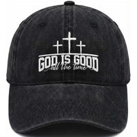 God Is Good Washed Cotton Baseball Cap Jesus Cross Minimal Religious Faith Bible Verse Inspirational