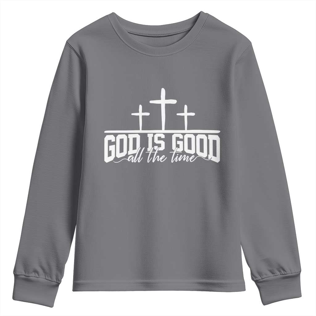 God Is Good Youth Sweatshirt Jesus Cross Minimal Religious Faith Bible Verse Inspirational