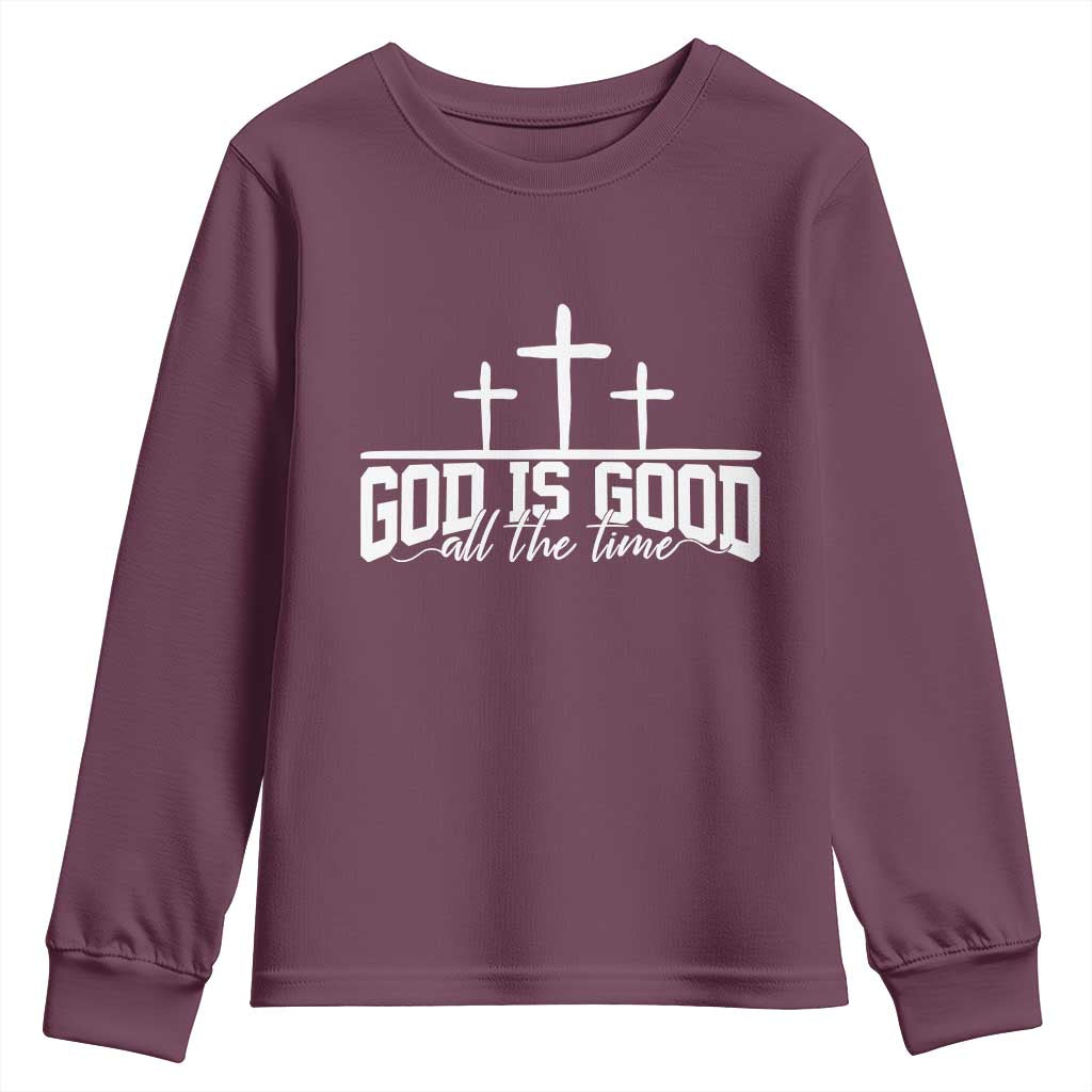 God Is Good Youth Sweatshirt Jesus Cross Minimal Religious Faith Bible Verse Inspirational