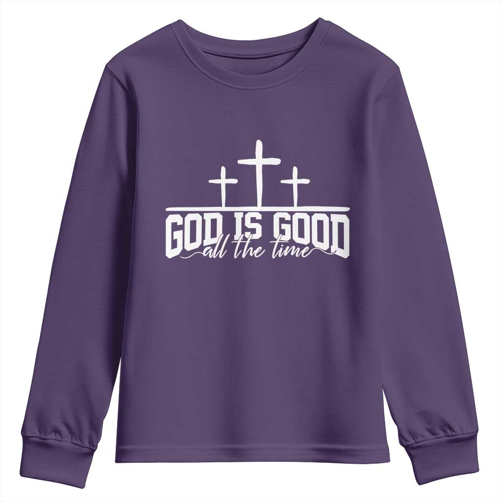 God Is Good Youth Sweatshirt Jesus Cross Minimal Religious Faith Bible Verse Inspirational