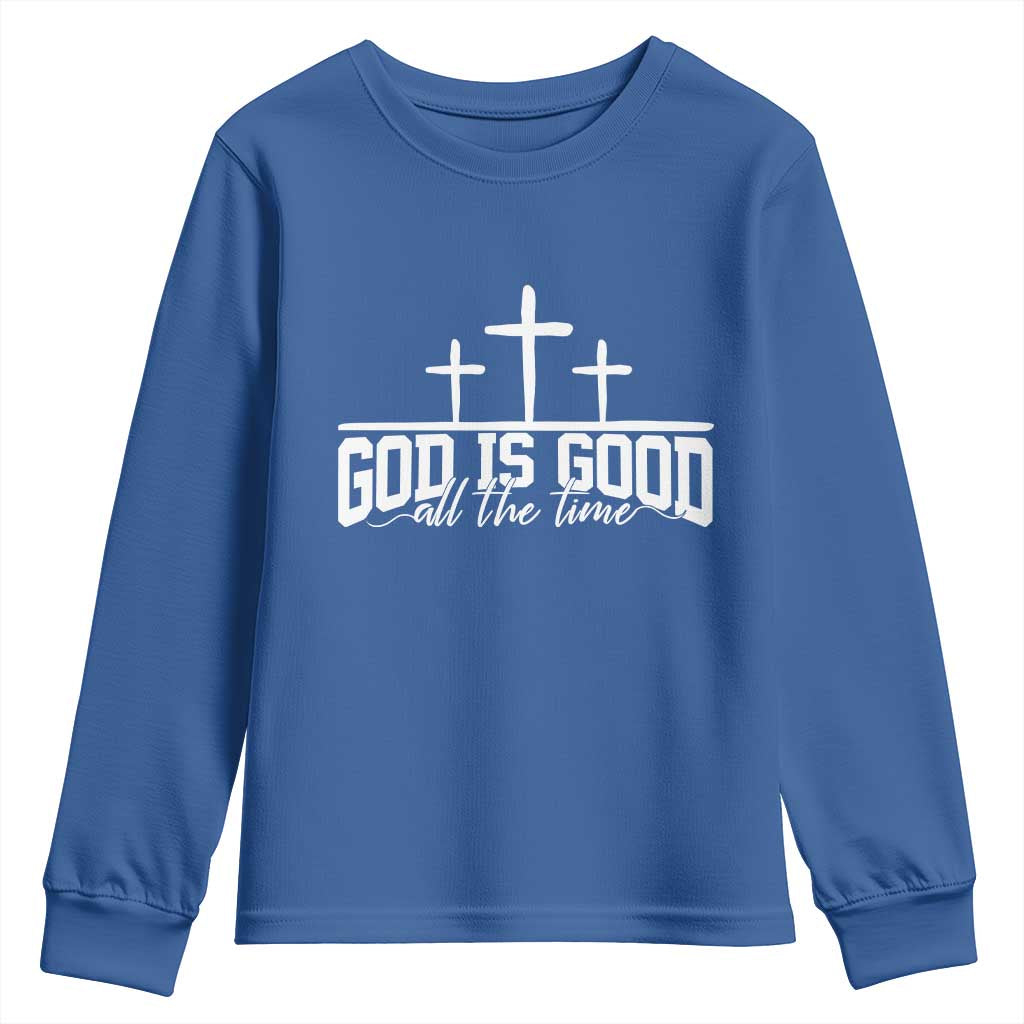 God Is Good Youth Sweatshirt Jesus Cross Minimal Religious Faith Bible Verse Inspirational