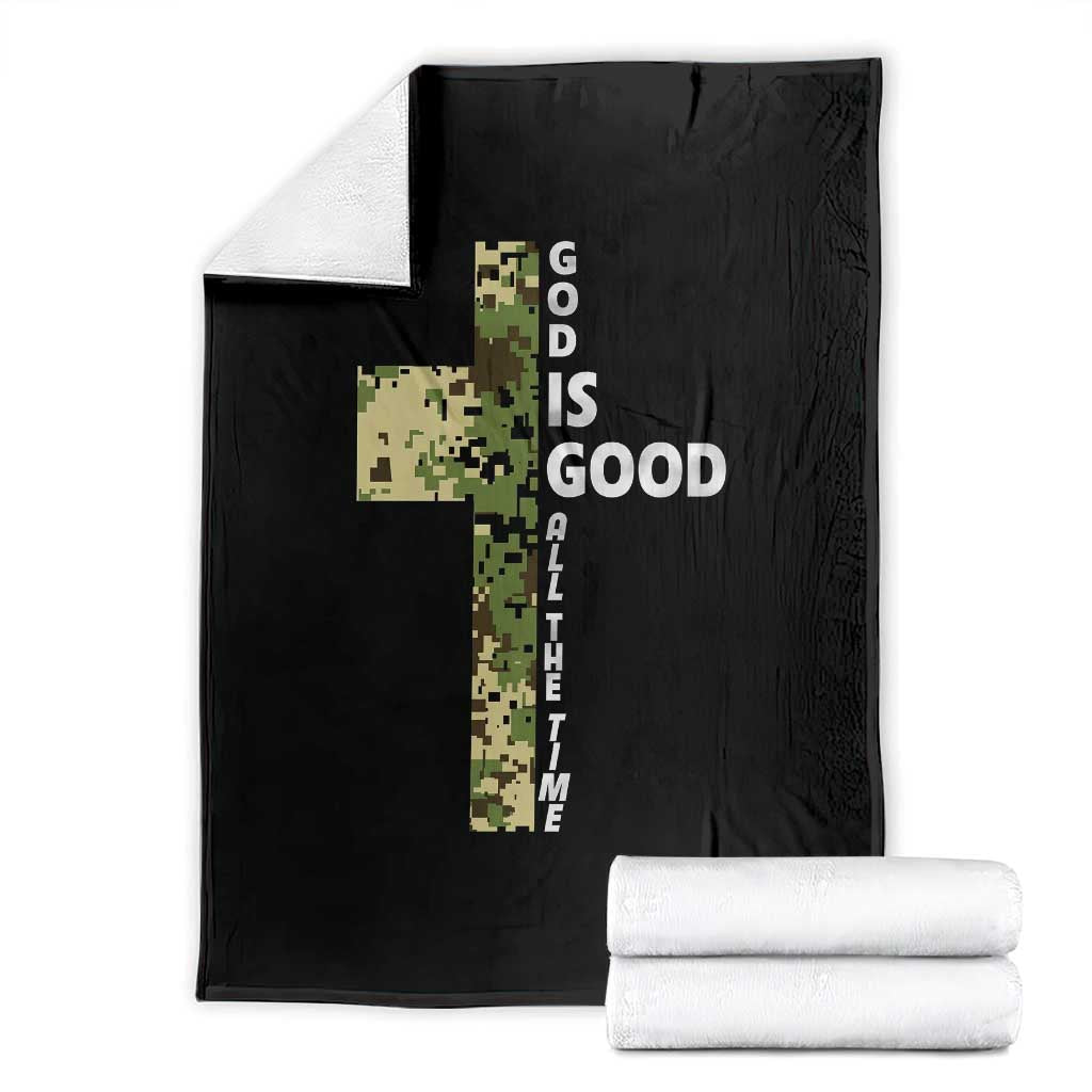 God Is Good Throw Blanket Camo Cross Religious Jesus Faith Bible Verse Inspirational