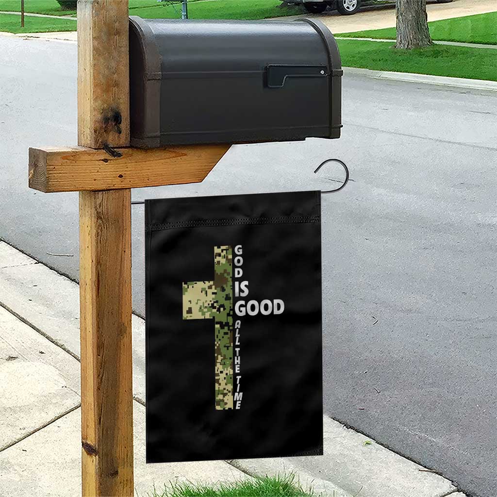 God Is Good Garden Flag Camo Cross Religious Jesus Faith Bible Verse Inspirational