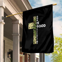 God Is Good Garden Flag Camo Cross Religious Jesus Faith Bible Verse Inspirational