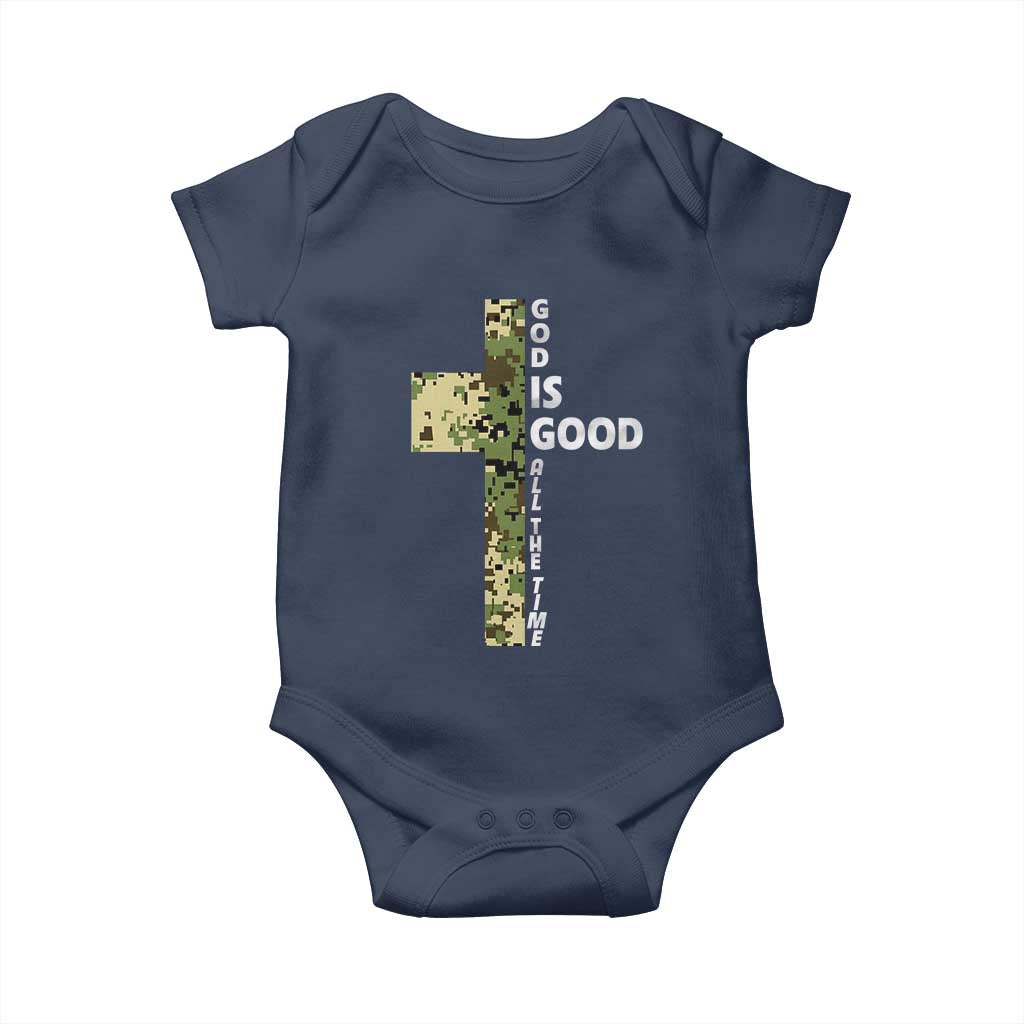 God Is Good Baby Onesie Camo Cross Religious Jesus Faith Bible Verse Inspirational