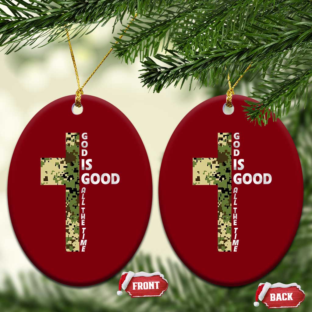 God Is Good Ceramic Ornament Camo Cross Religious Jesus Faith Bible Verse Inspirational