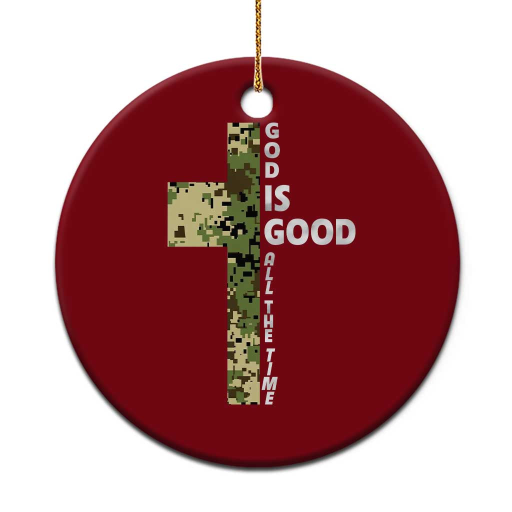 God Is Good Ceramic Ornament Camo Cross Religious Jesus Faith Bible Verse Inspirational