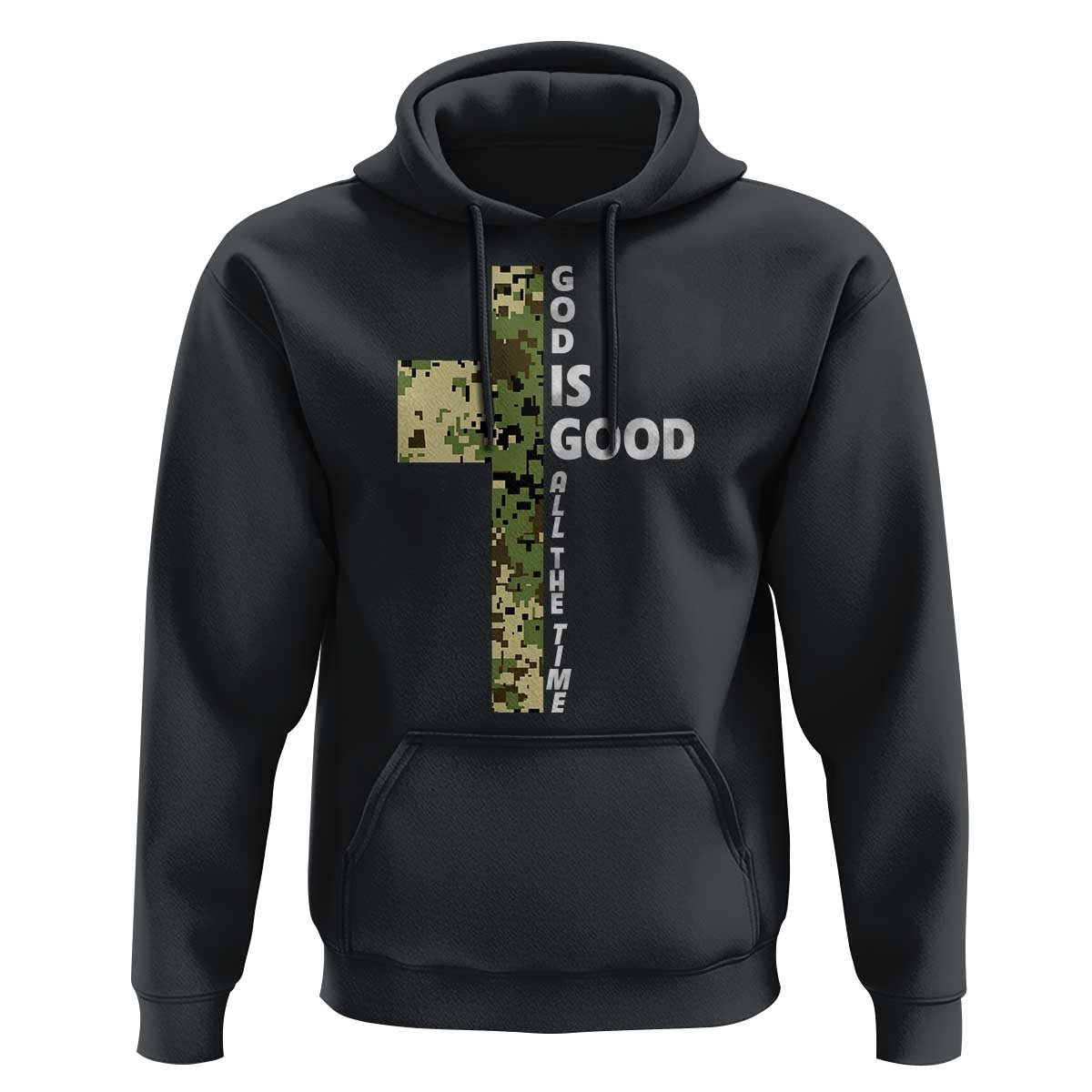 God Is Good Hoodie Camo Cross Religious Jesus Faith Bible Verse Inspirational