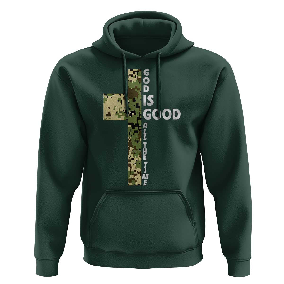 God Is Good Hoodie Camo Cross Religious Jesus Faith Bible Verse Inspirational