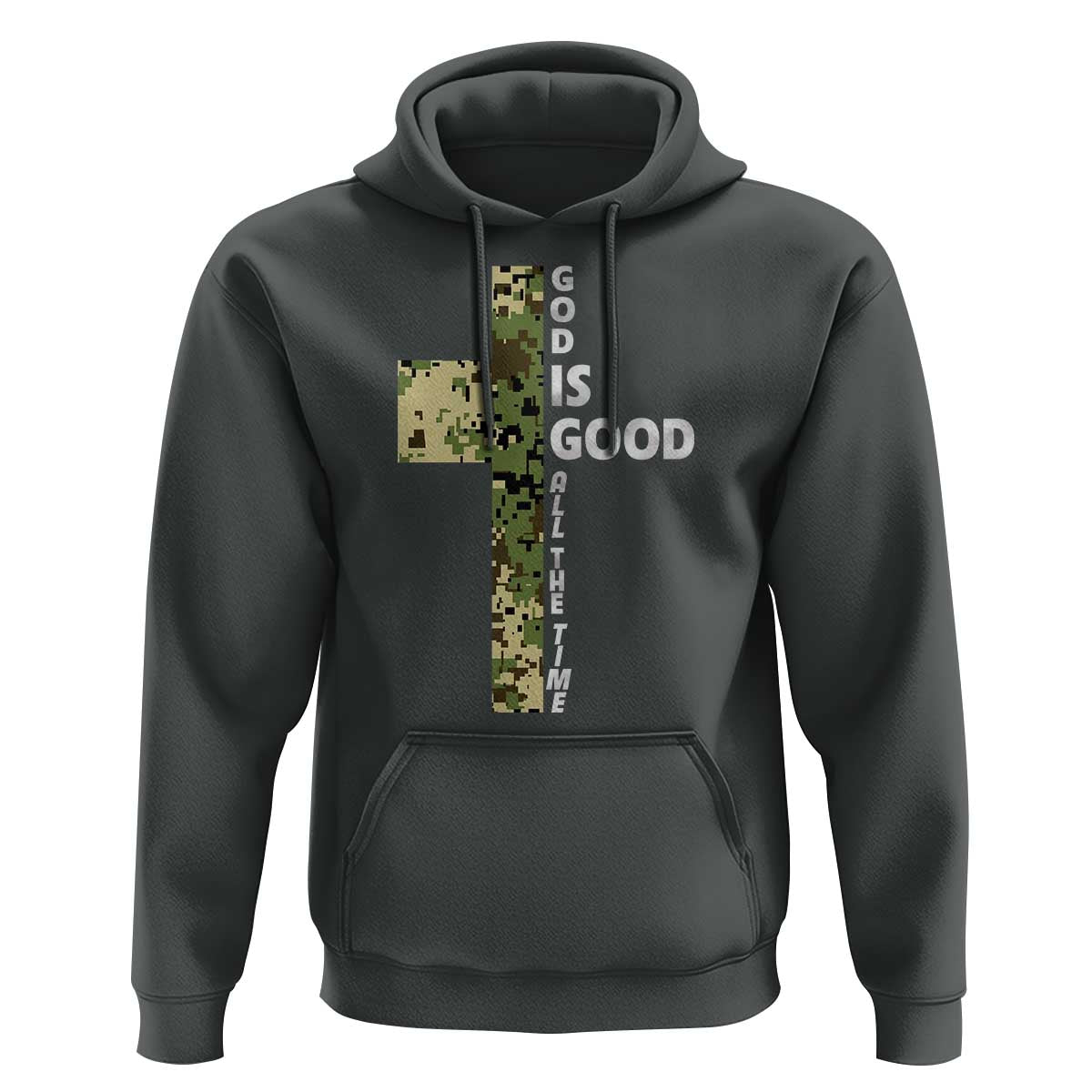 God Is Good Hoodie Camo Cross Religious Jesus Faith Bible Verse Inspirational