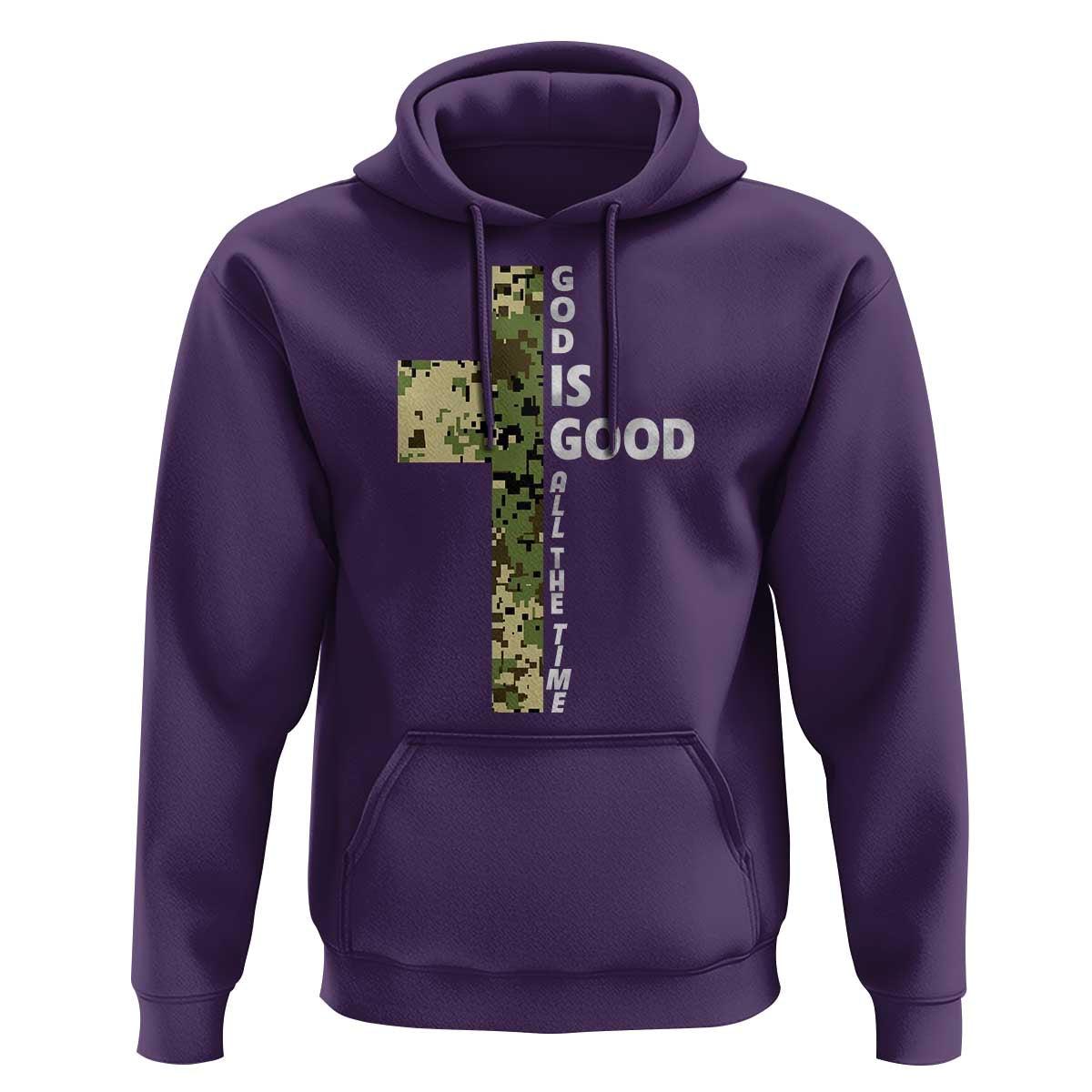 God Is Good Hoodie Camo Cross Religious Jesus Faith Bible Verse Inspirational