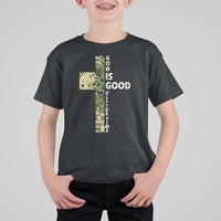 God Is Good T Shirt For Kid Camo Cross Religious Jesus Faith Bible Verse Inspirational