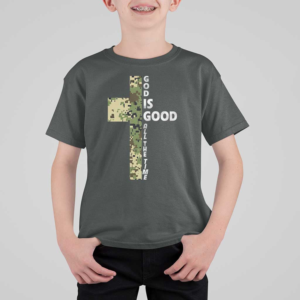 God Is Good T Shirt For Kid Camo Cross Religious Jesus Faith Bible Verse Inspirational