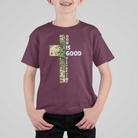 God Is Good T Shirt For Kid Camo Cross Religious Jesus Faith Bible Verse Inspirational