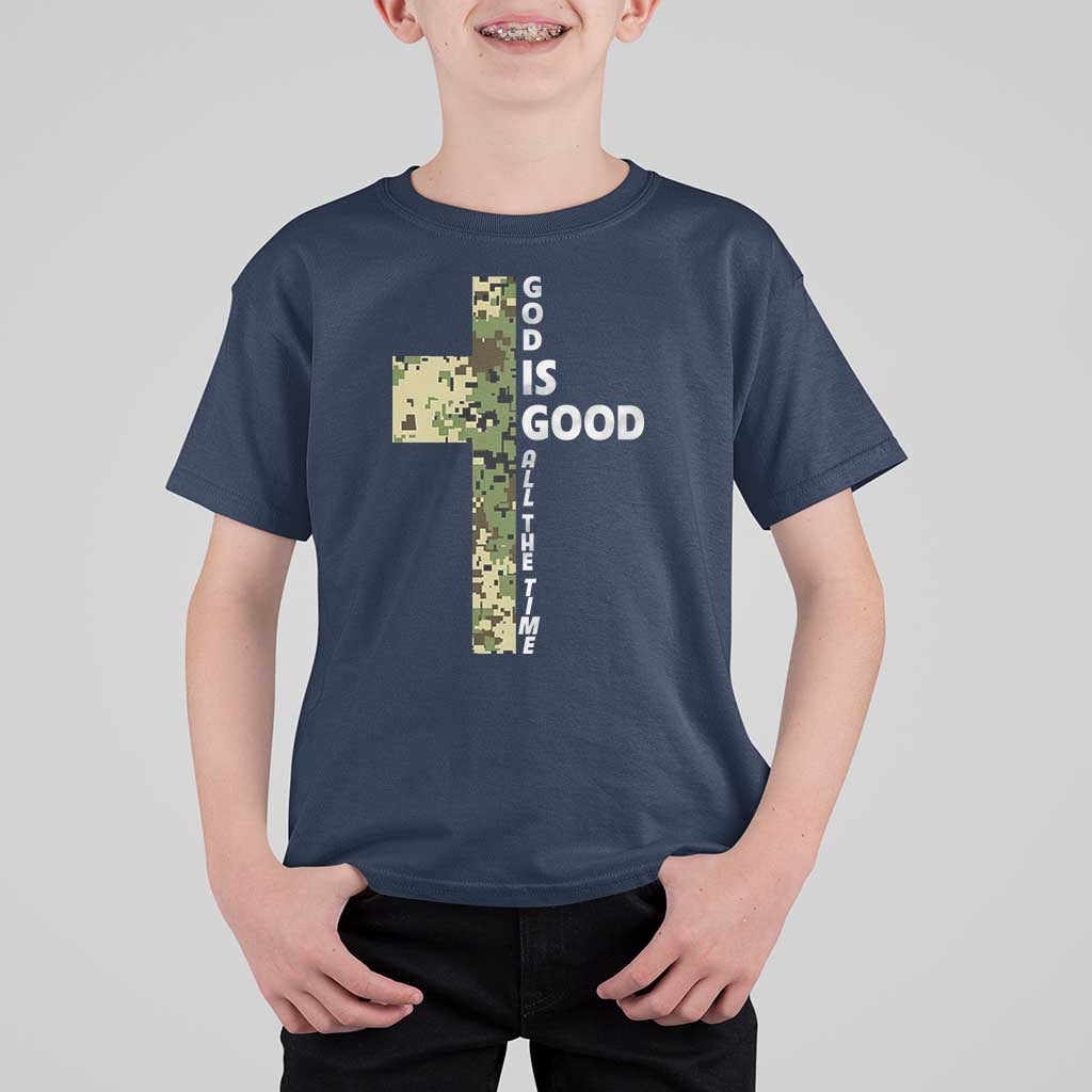 God Is Good T Shirt For Kid Camo Cross Religious Jesus Faith Bible Verse Inspirational