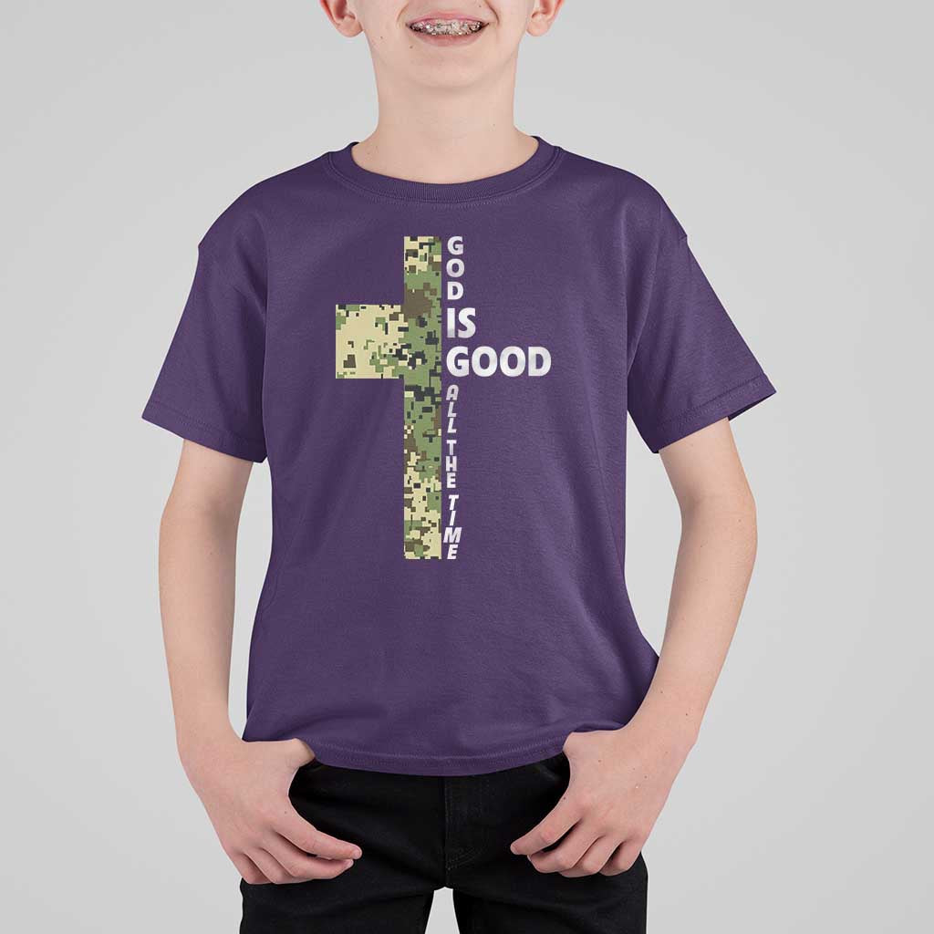 God Is Good T Shirt For Kid Camo Cross Religious Jesus Faith Bible Verse Inspirational
