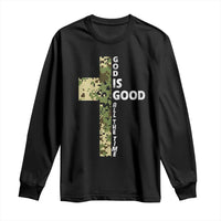 God Is Good Long Sleeve Shirt Camo Cross Religious Jesus Faith Bible Verse Inspirational