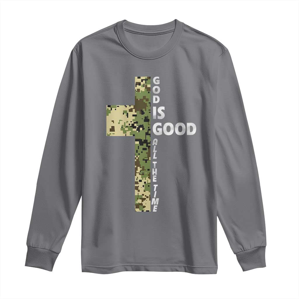 God Is Good Long Sleeve Shirt Camo Cross Religious Jesus Faith Bible Verse Inspirational