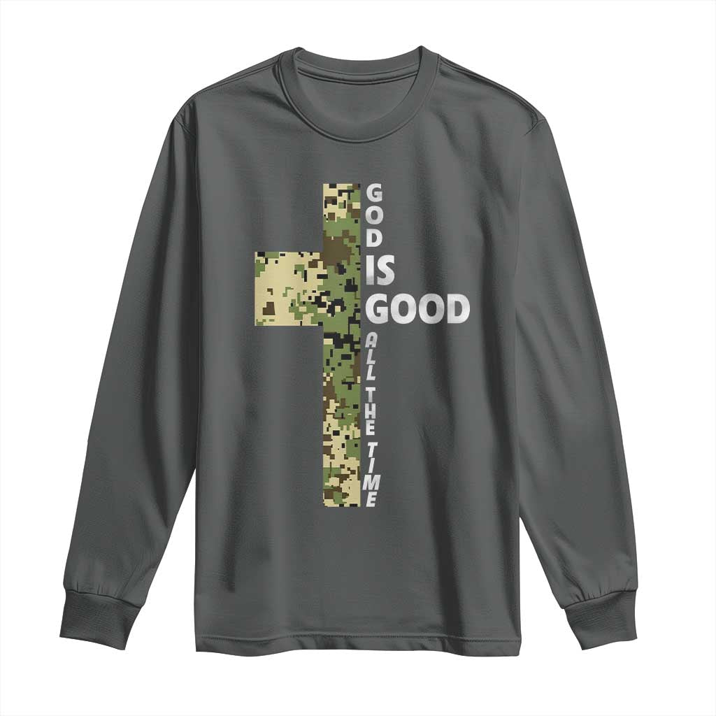 God Is Good Long Sleeve Shirt Camo Cross Religious Jesus Faith Bible Verse Inspirational