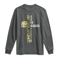 God Is Good Long Sleeve Shirt Camo Cross Religious Jesus Faith Bible Verse Inspirational