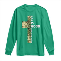 God Is Good Long Sleeve Shirt Camo Cross Religious Jesus Faith Bible Verse Inspirational